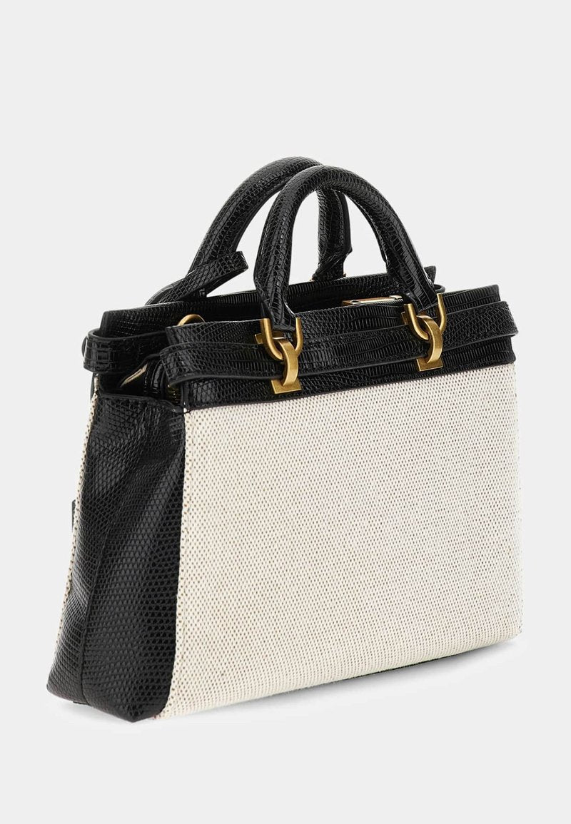 Sac Structuré Bicolore – Effet Croco & Détails Dorés