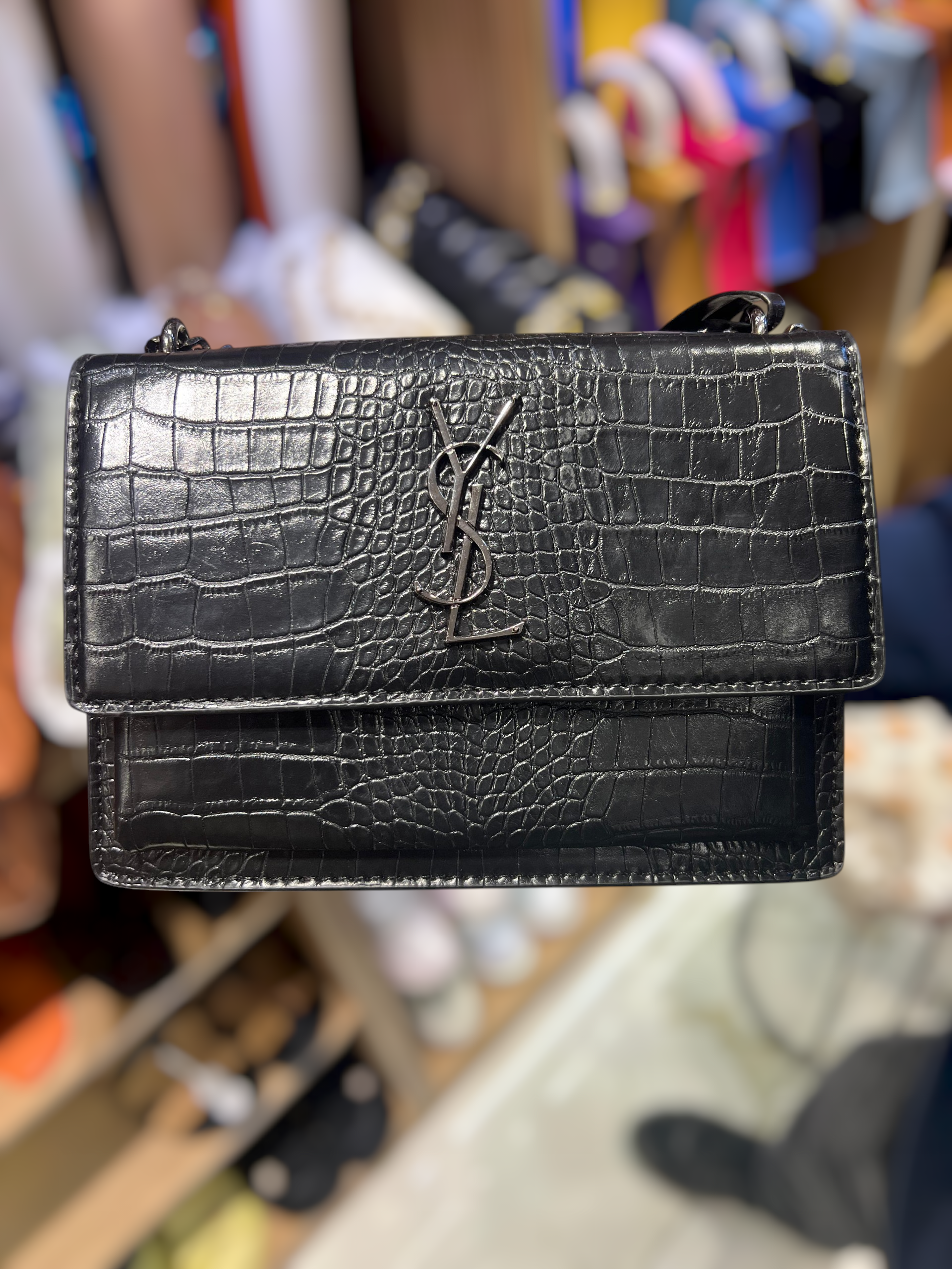 Sac à Rabat Monogramme – Effet Croco & Chaîne