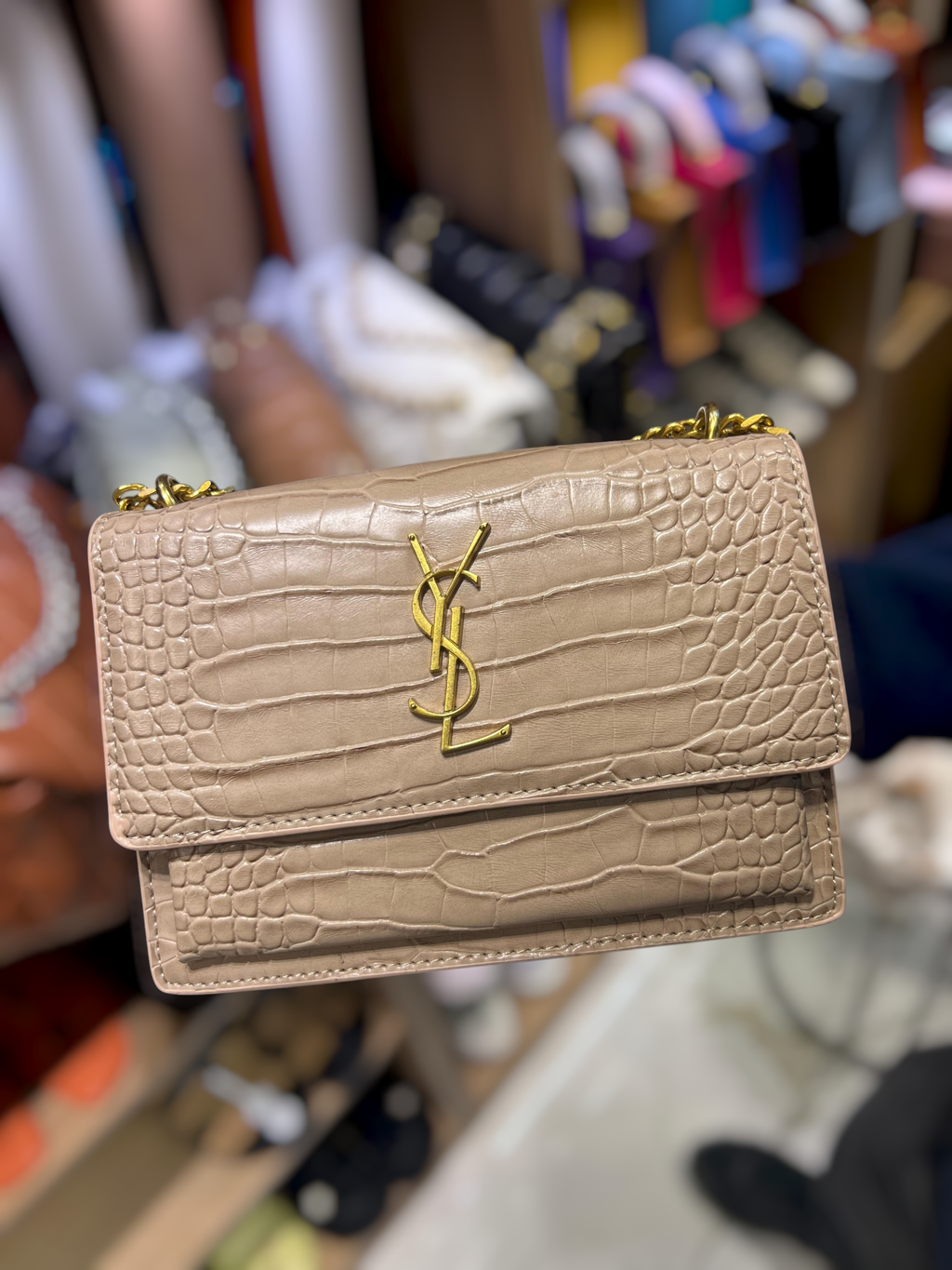 Sac à Rabat Monogramme – Effet Croco & Chaîne