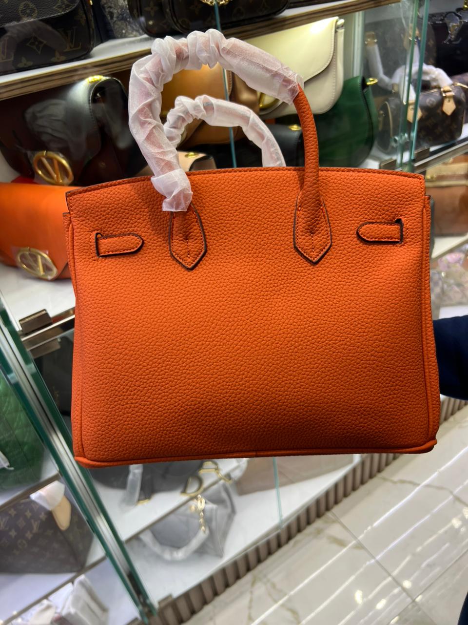 Sac Style Birkin Structuré – Cuir Grainé & Fermoir Signature