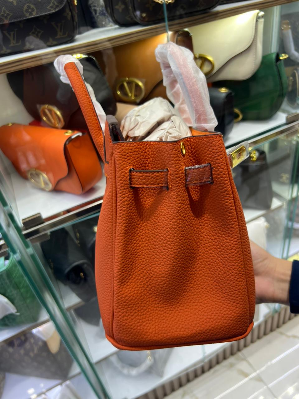 Sac Style Birkin Structuré – Cuir Grainé & Fermoir Signature