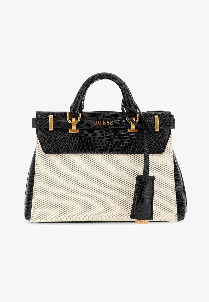 Sac Structuré Bicolore – Effet Croco & Détails Dorés